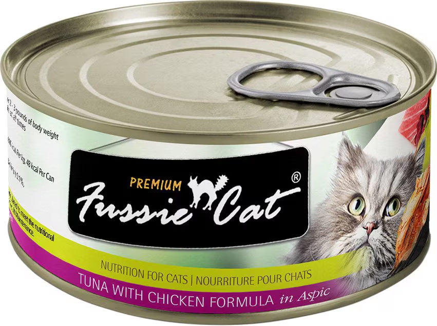 Fussie Cat Premium Tuna & Chicken Formula in Aspic Grain-Free Wet Cat Food, 2.82-oz can, case of 4