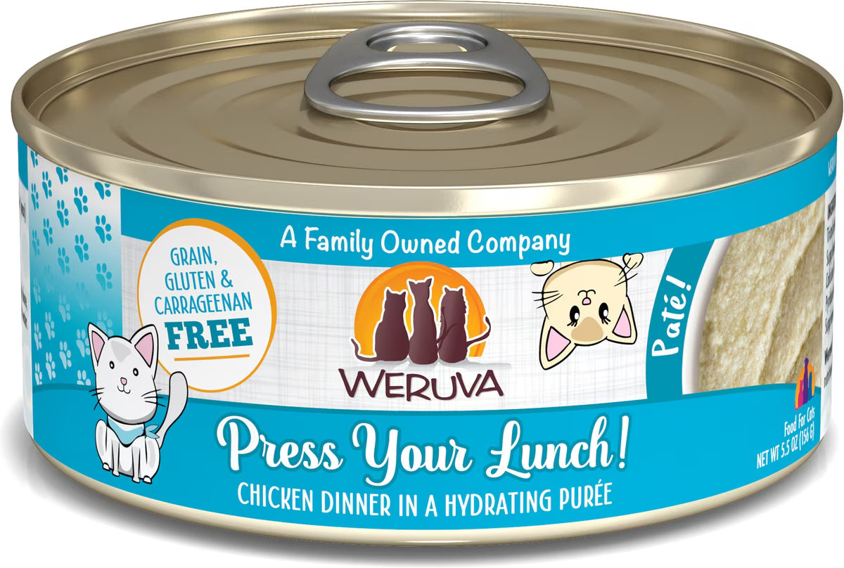 Weruva Classic Press Your Lunch! Chicken Pate Grain-Free Wet Cat Food, 5.5-oz can, case of 8