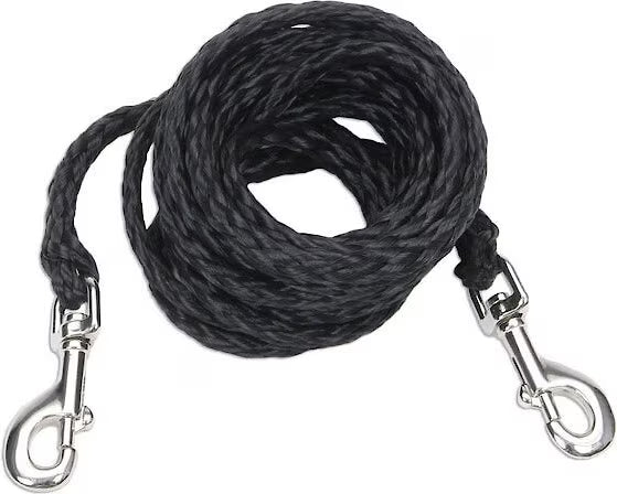 Coastal Pet Products Poly Big Dog Tie Out, Black, 10-ft