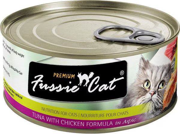 Fussie Cat Premium Tuna & Chicken Formula in Aspic Grain-Free Wet Cat Food, 2.82-oz can, case of 4