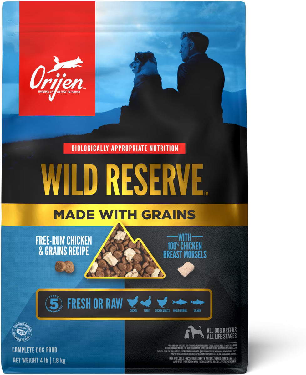 ORIJEN Wild Reserve Free-Run Chicken & Grains Dry Dog Food Recipe, 4-lb bag